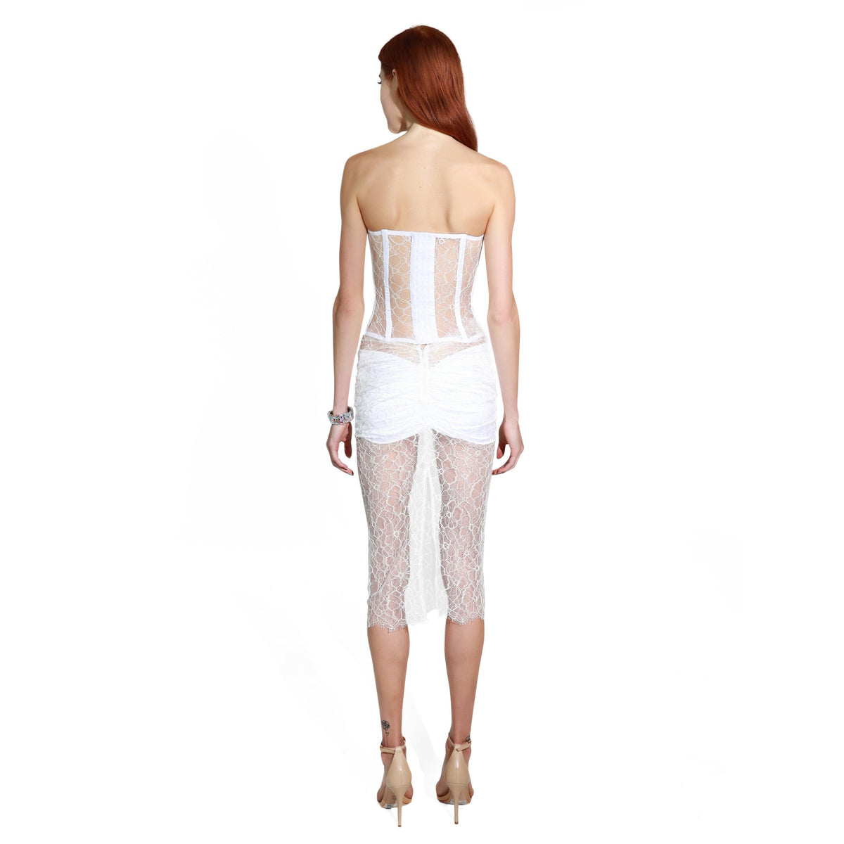 Eden Sheer Lace Midi Skirt - INAMORE
