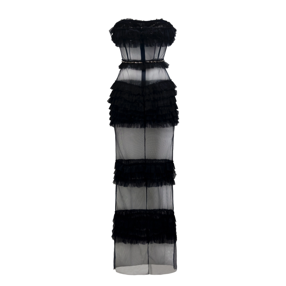 Fleur Fatale Sheer Corset Column Gown - INAMORE