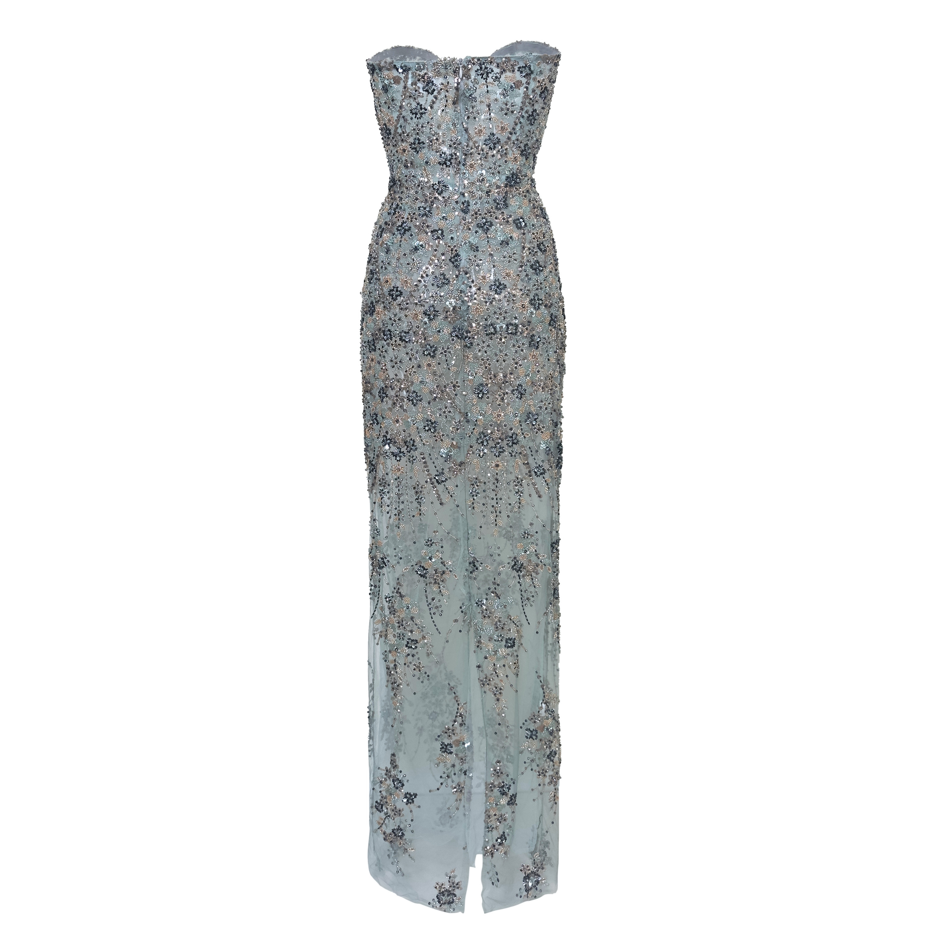 Fleur de Perle Bleue Embellished Gown
