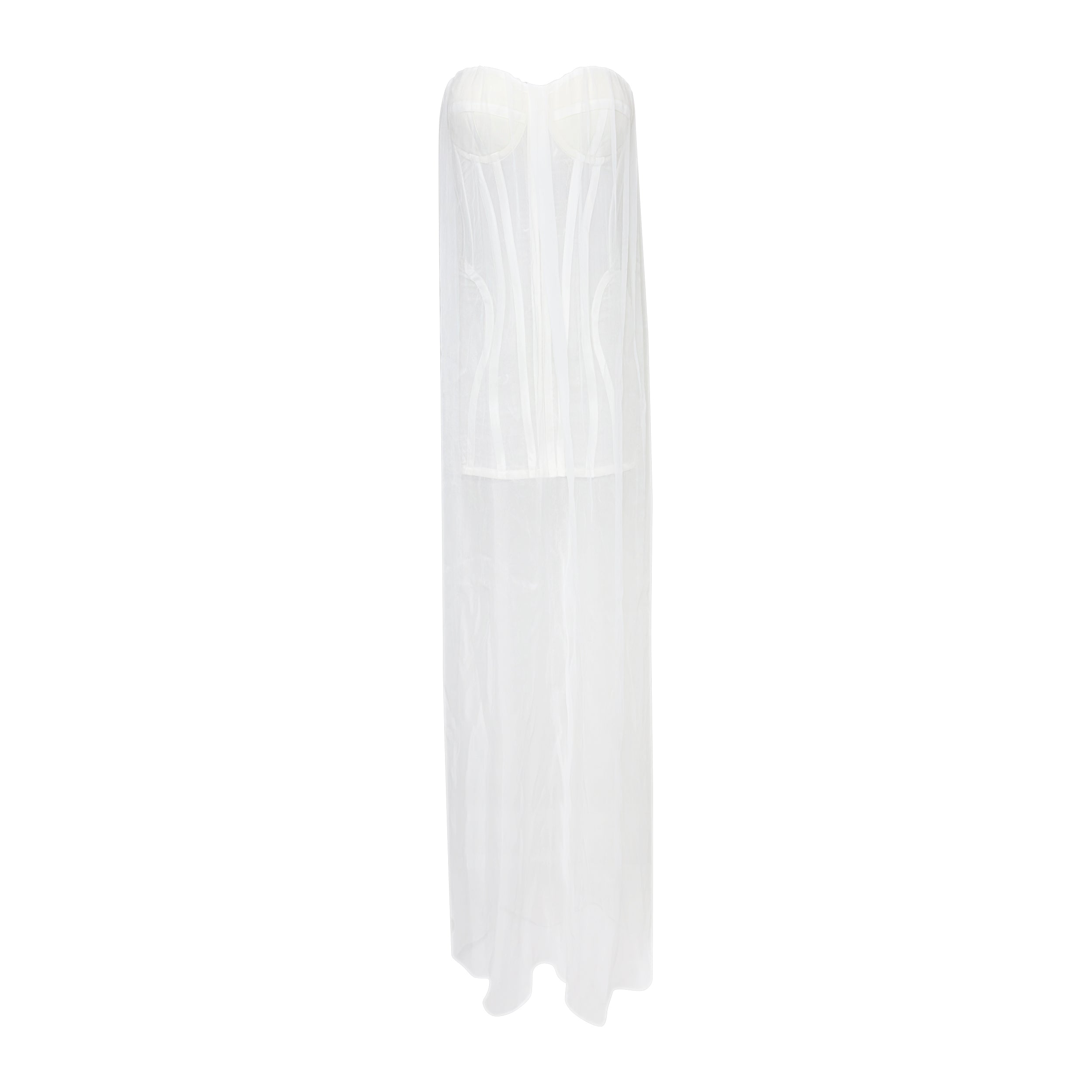 Divine Corset Dress With Sheer Overlay - INAMORE