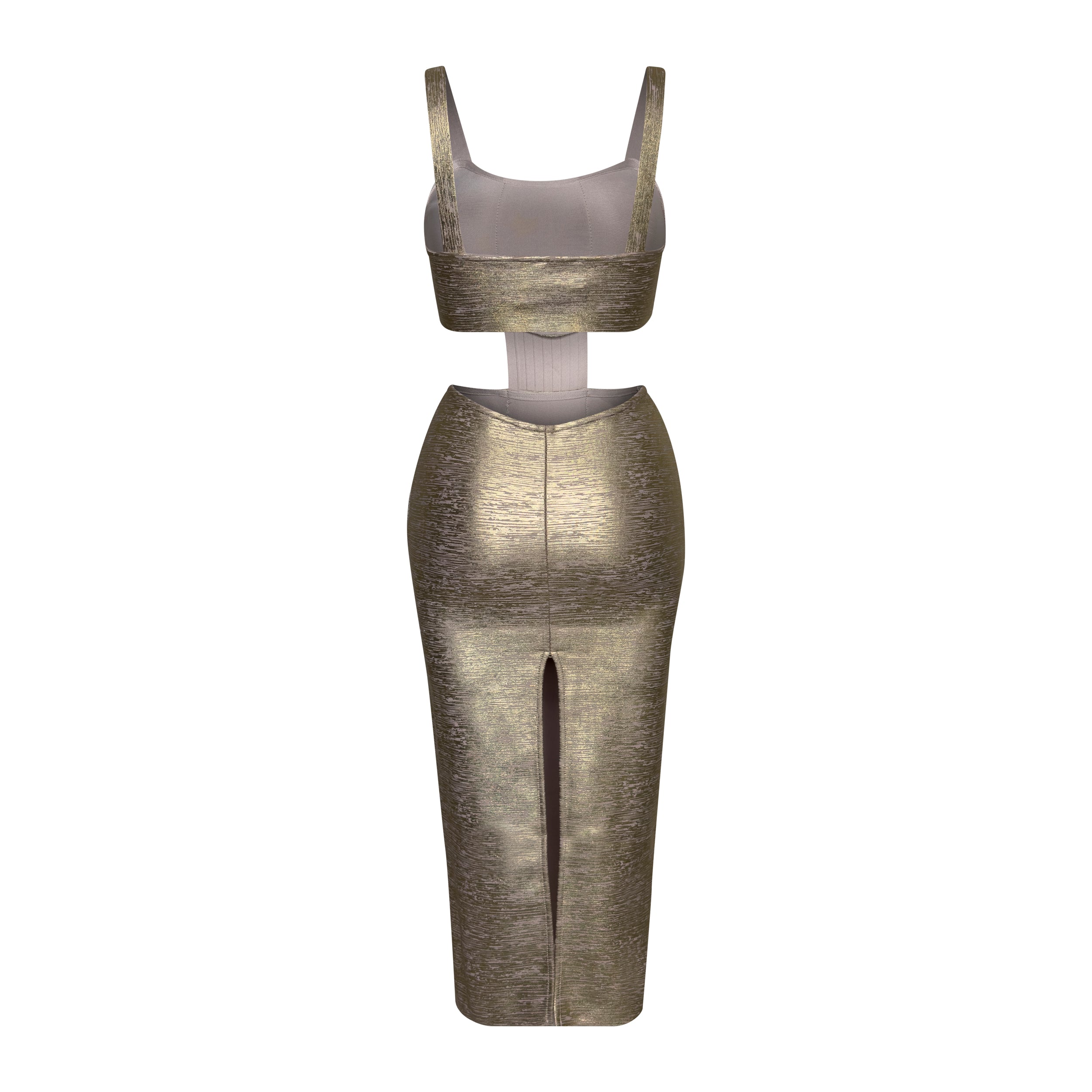 Theia Gold Cutout Bodycon Dress - INAMORE