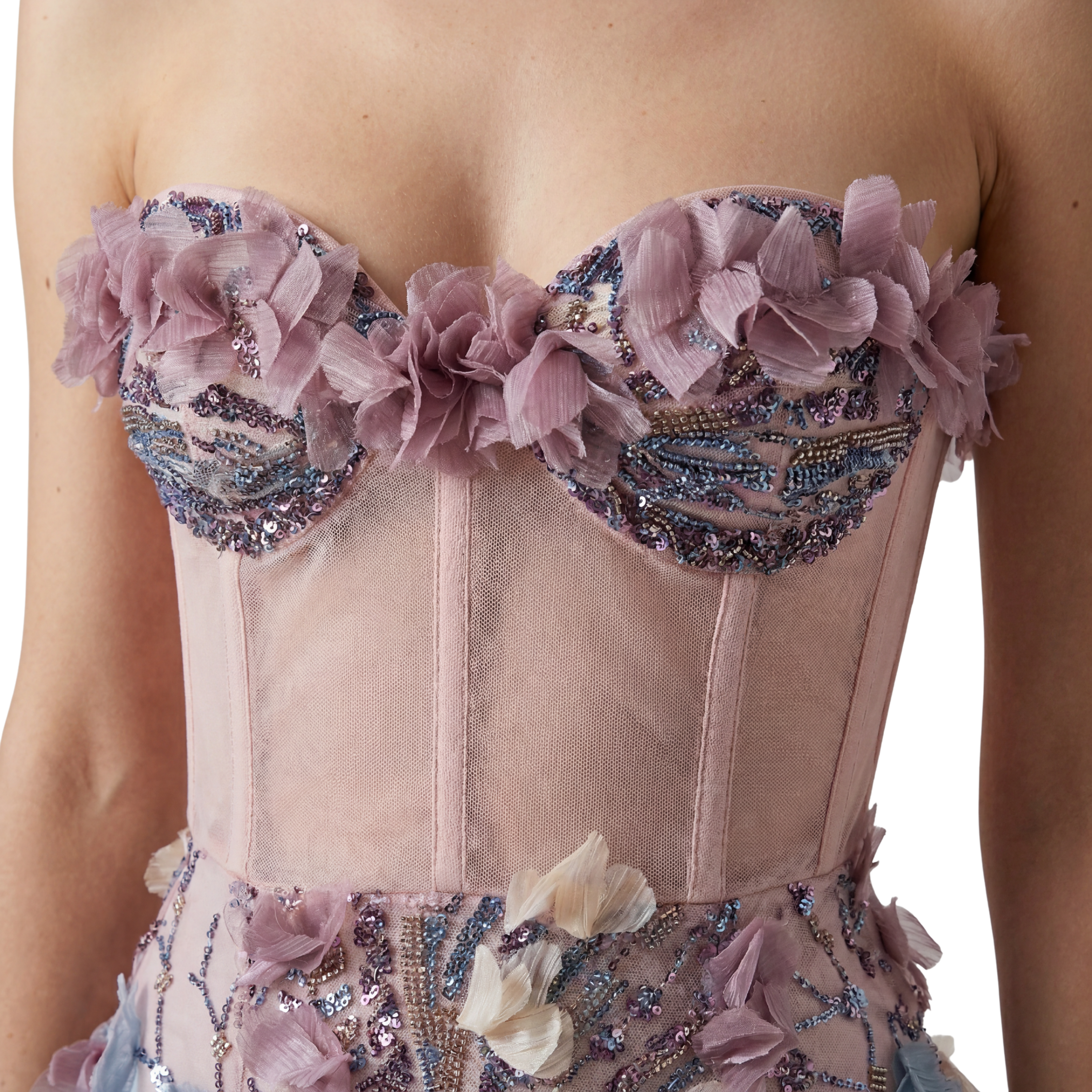 Fleur Sirène 3D Floral Embellished Gown - INAMORE