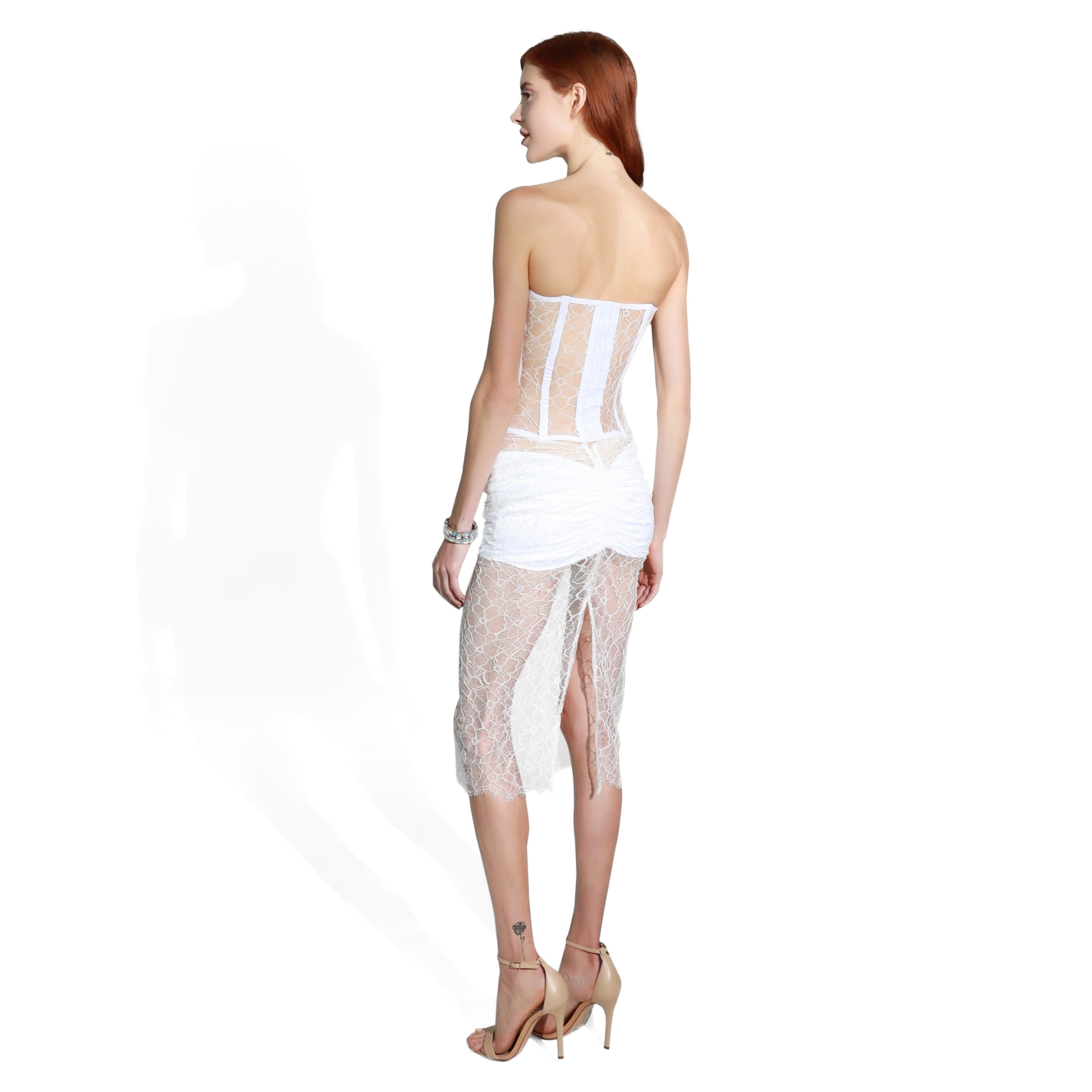 Eden Sheer Lace Midi Skirt - INAMORE