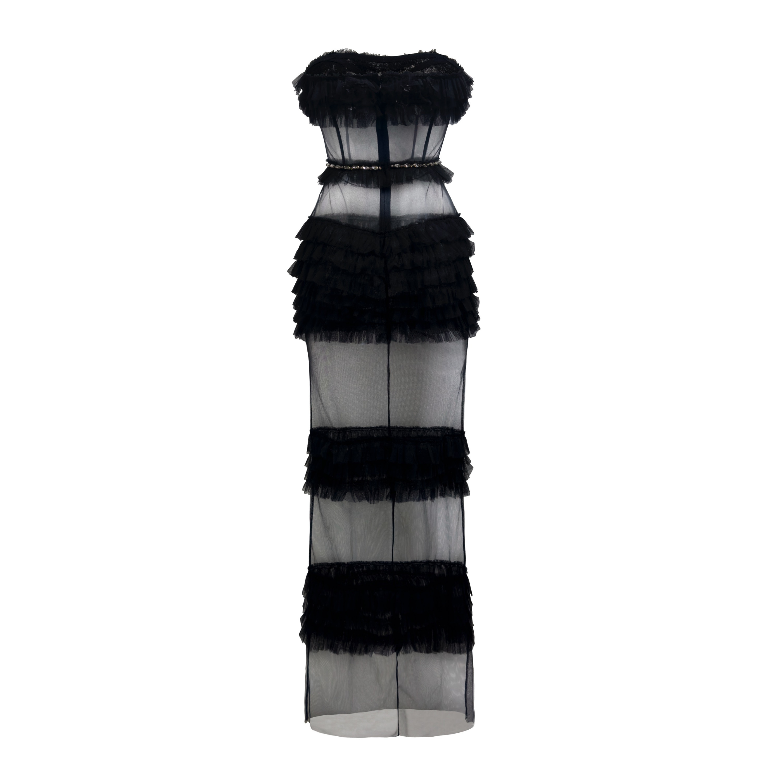Fleur Fatale Sheer Corset Column Gown