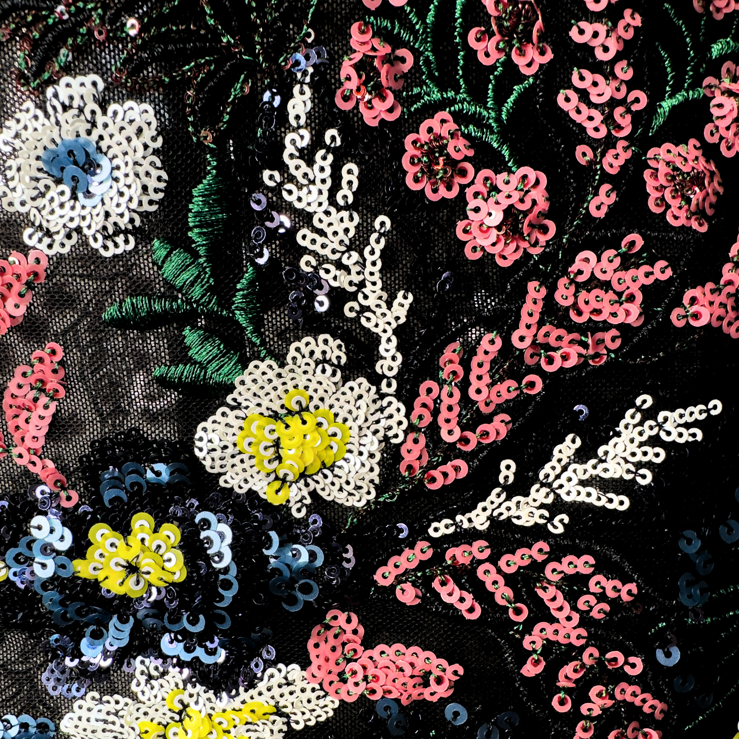 Jardin Noir Strapless Floral Sequin Corset Midi Dress