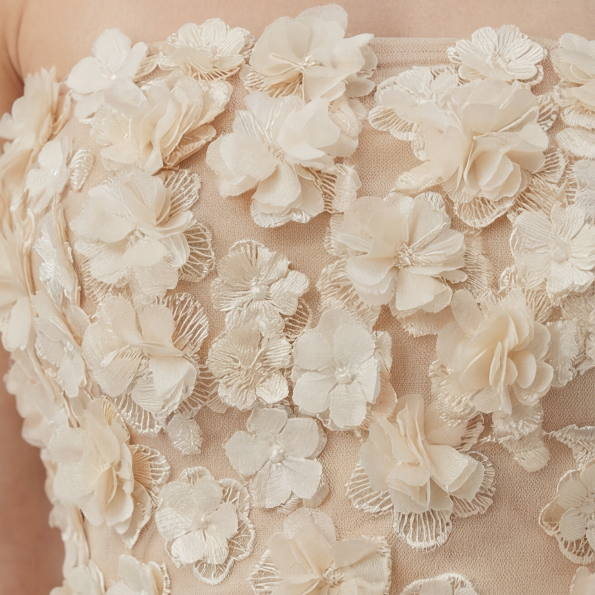 Solenne 3D Flower Applique Strapless Mini Dress - INAMORE