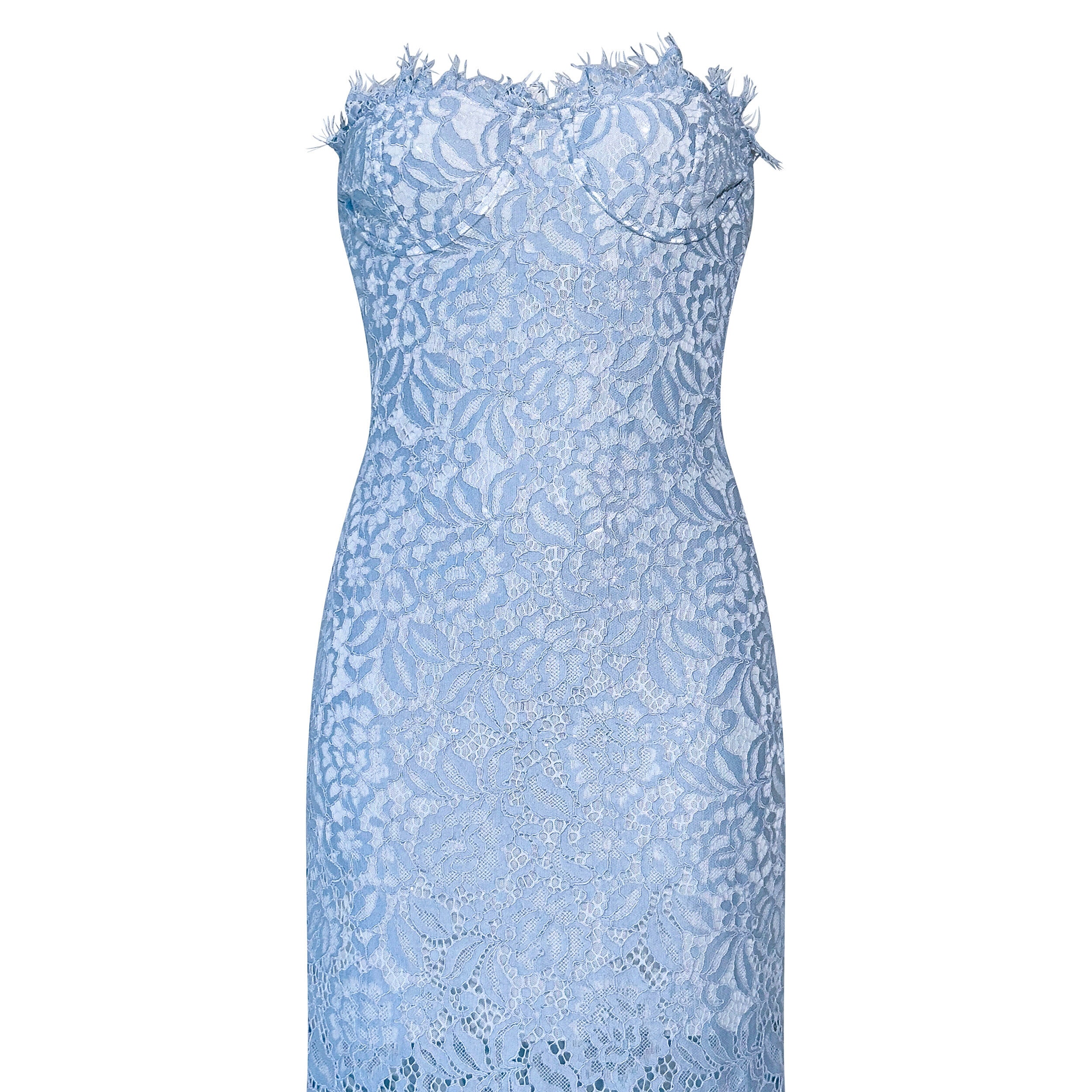 Belle Floral Lace Strapless Long Dress - INAMORE