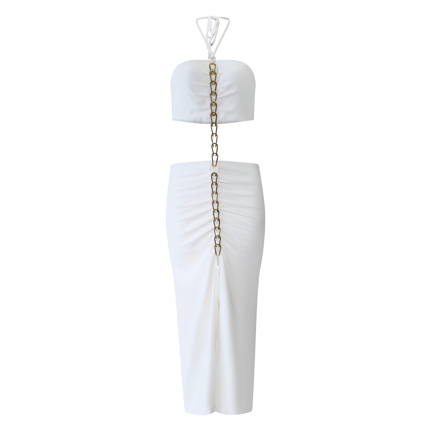 Delmar White Cut Out Dress - INAMORE