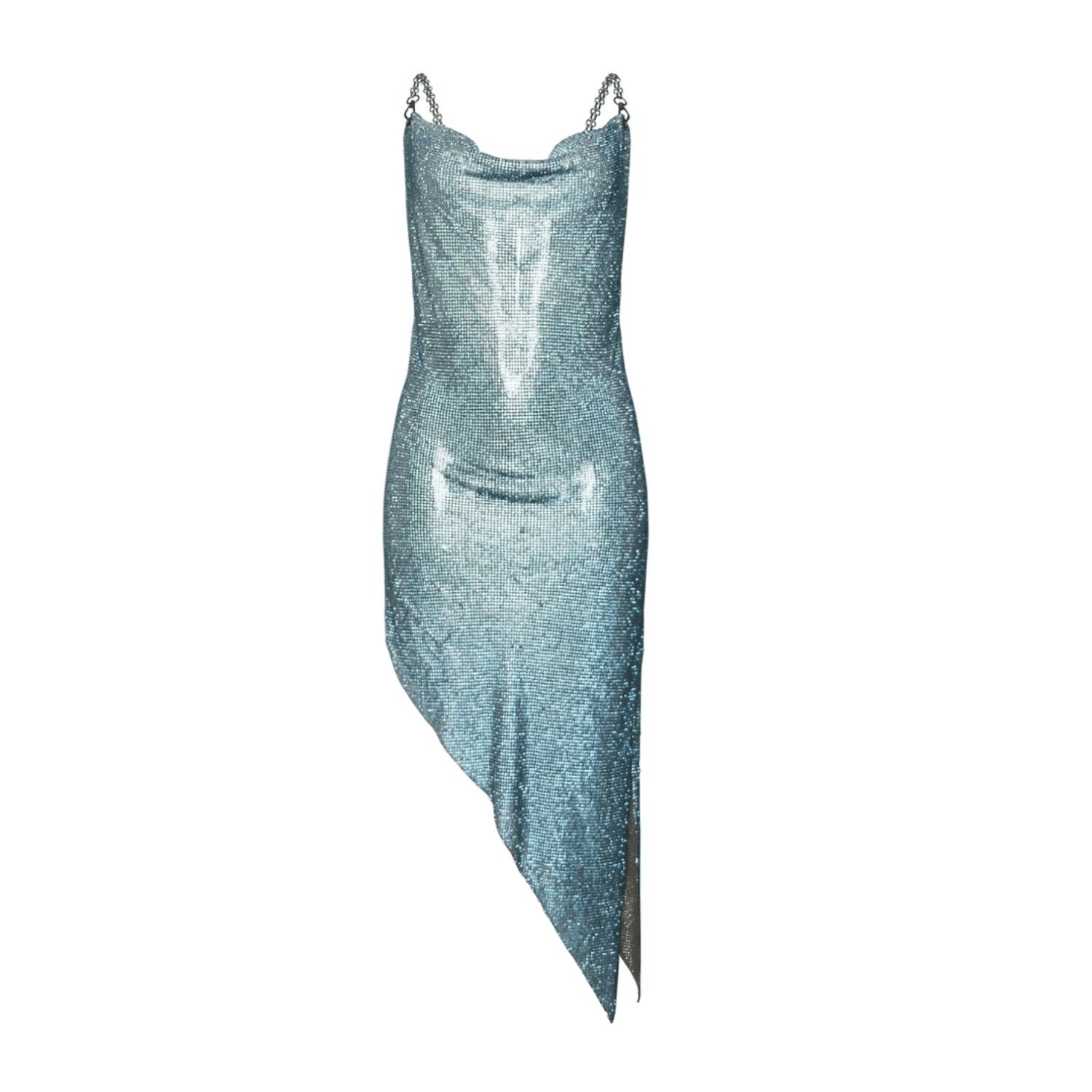 Celeste Blue Diamond Mesh Dress - INAMORE