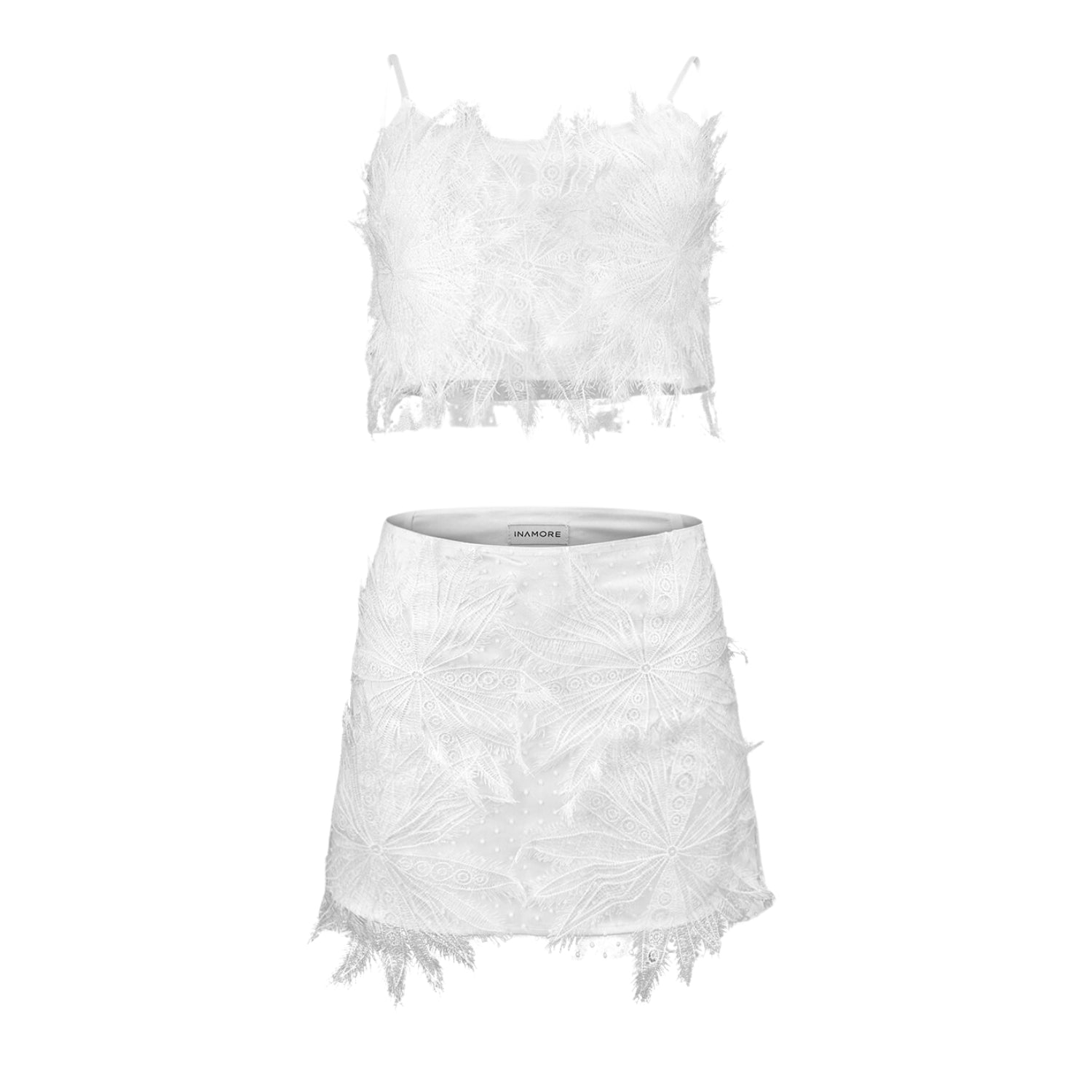 Mariposa White Skirt Set - INAMORE