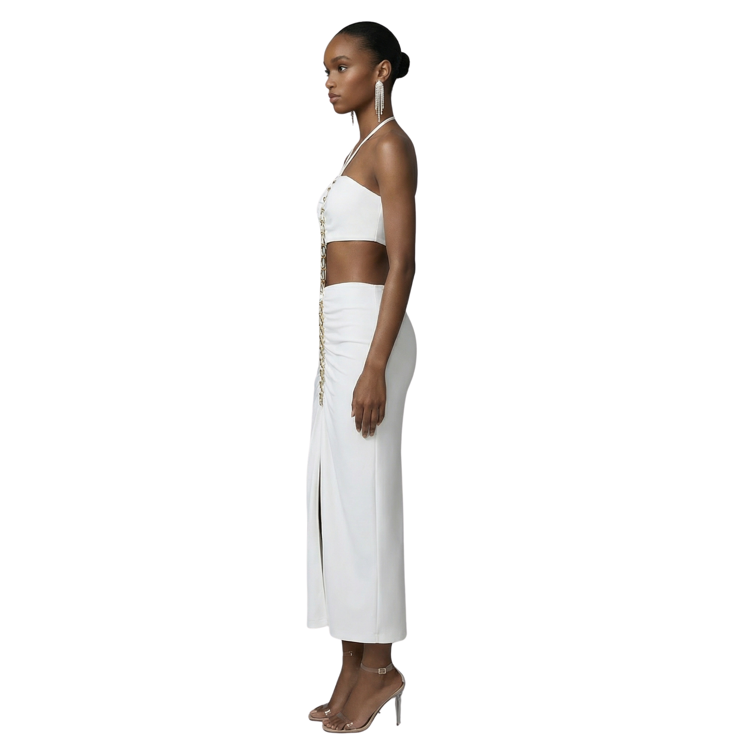 Delmar White Cut Out Dress - INAMORE 