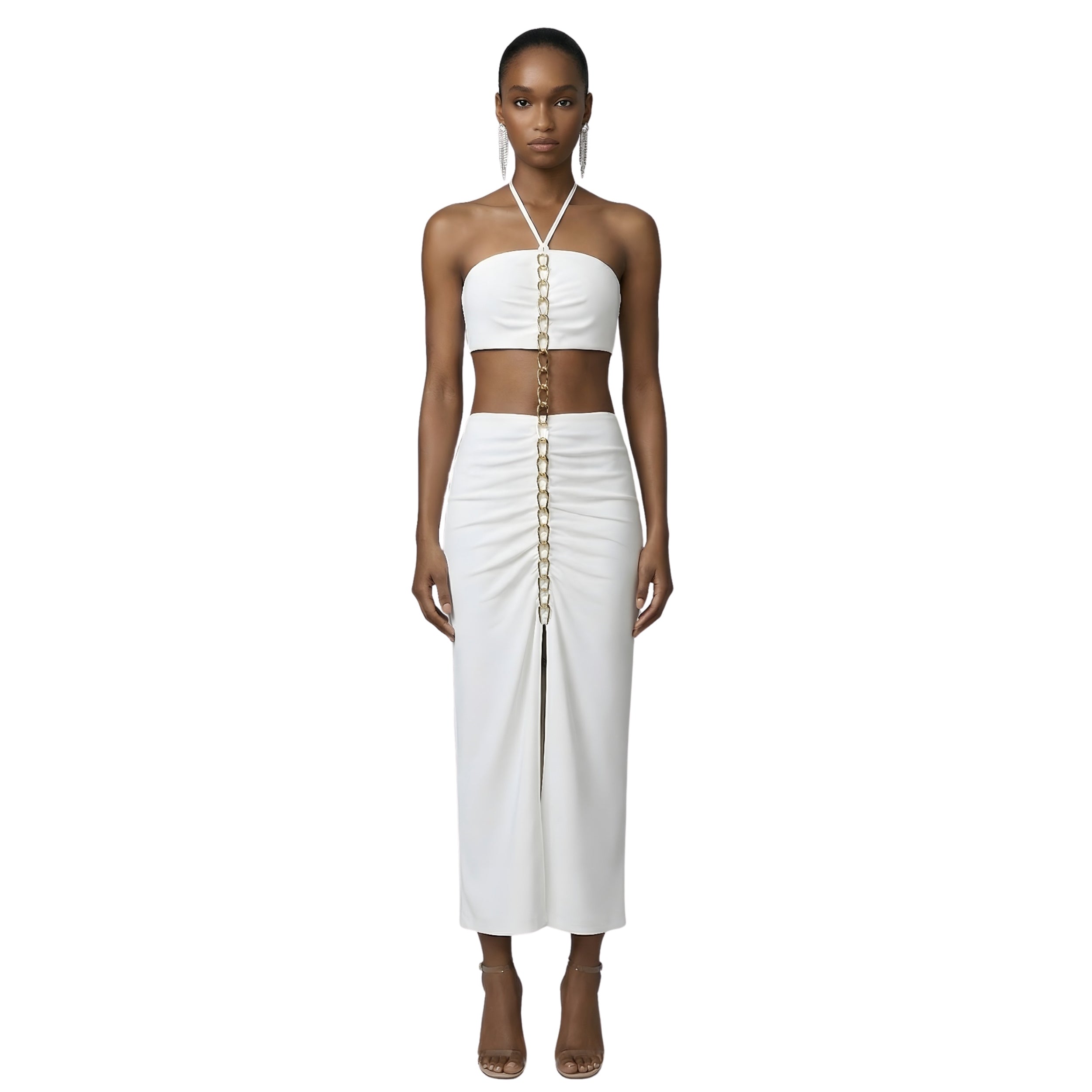 Delmar White Cut Out Dress - INAMORE 