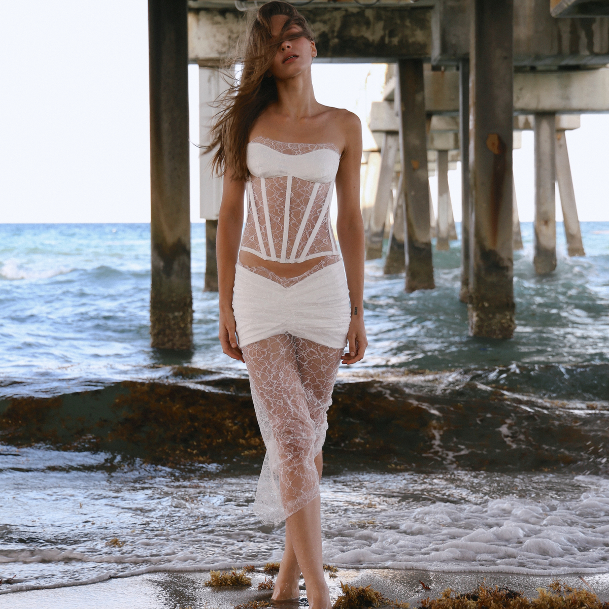 Eden Sheer Lace Midi Skirt - INAMORE 