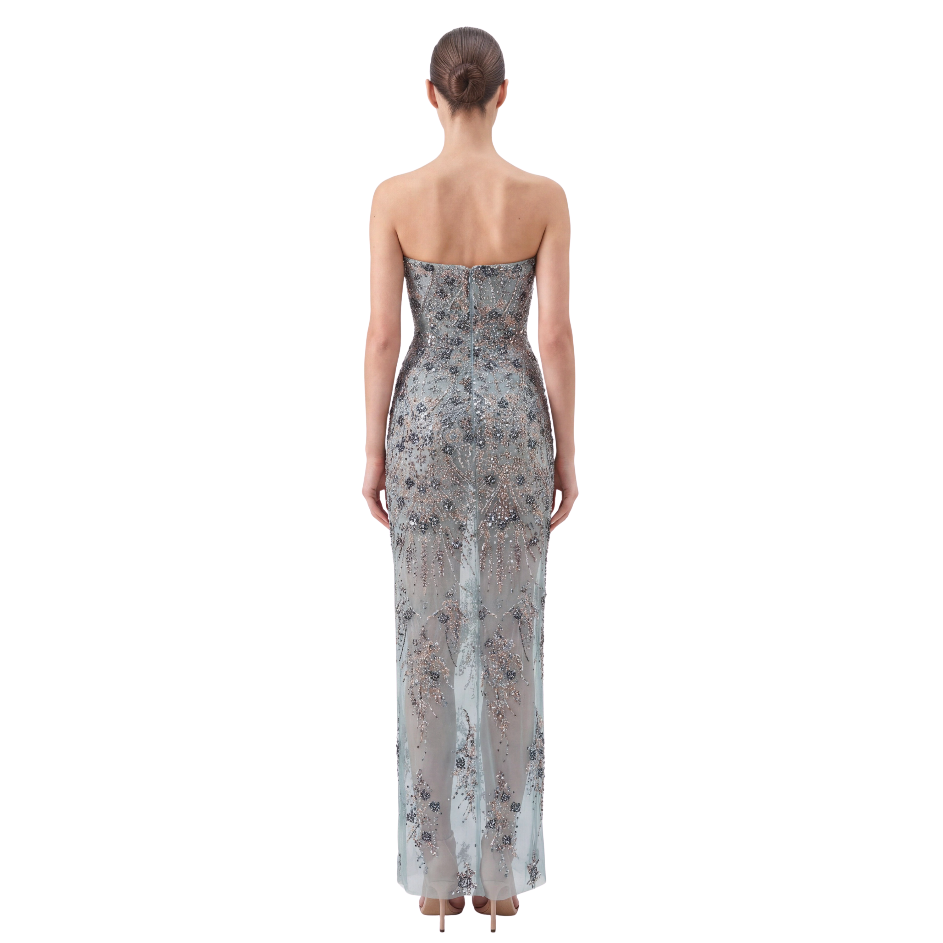 Fleur de Perle Bleue Embellished Gown