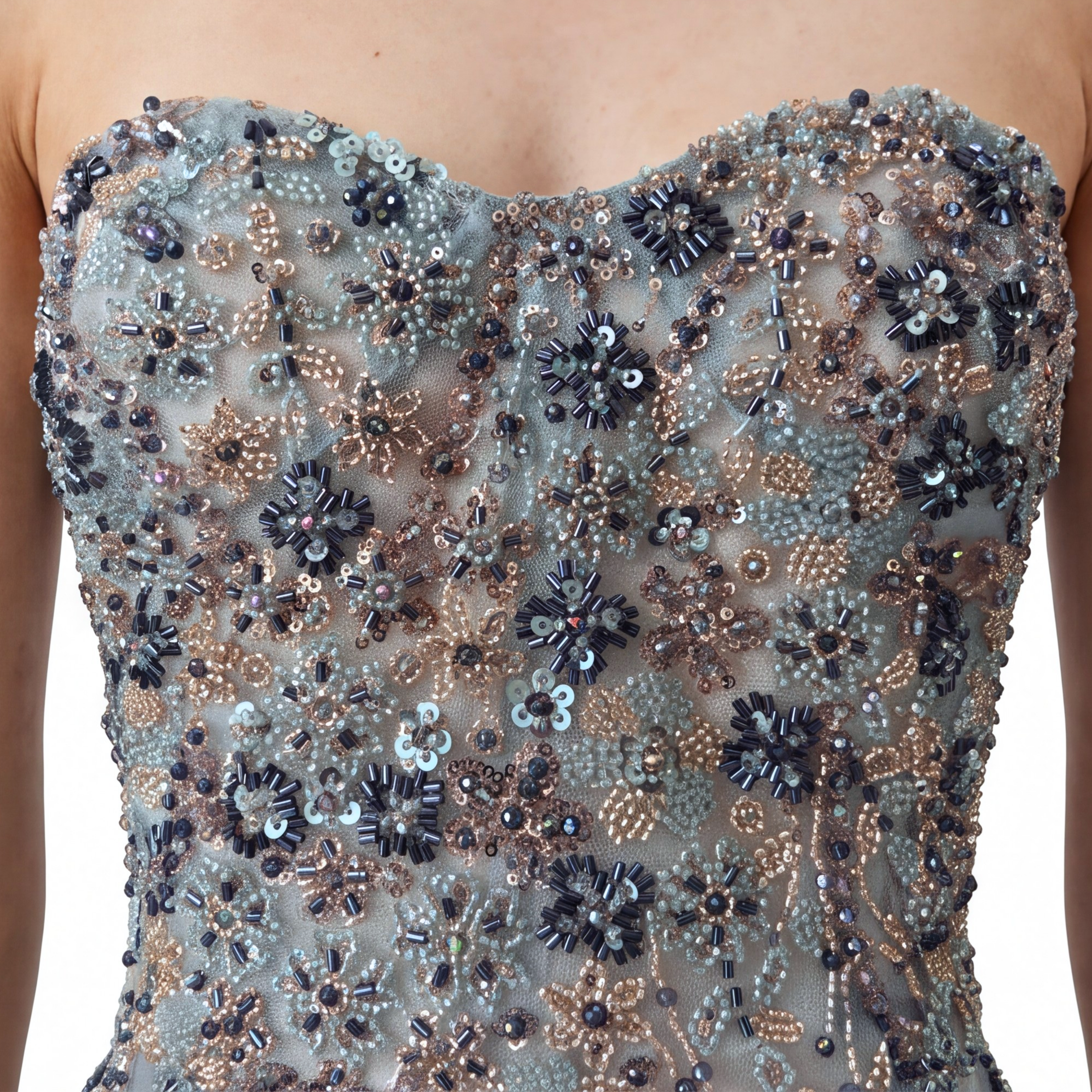 Fleur de Perle Bleue Embellished Gown
