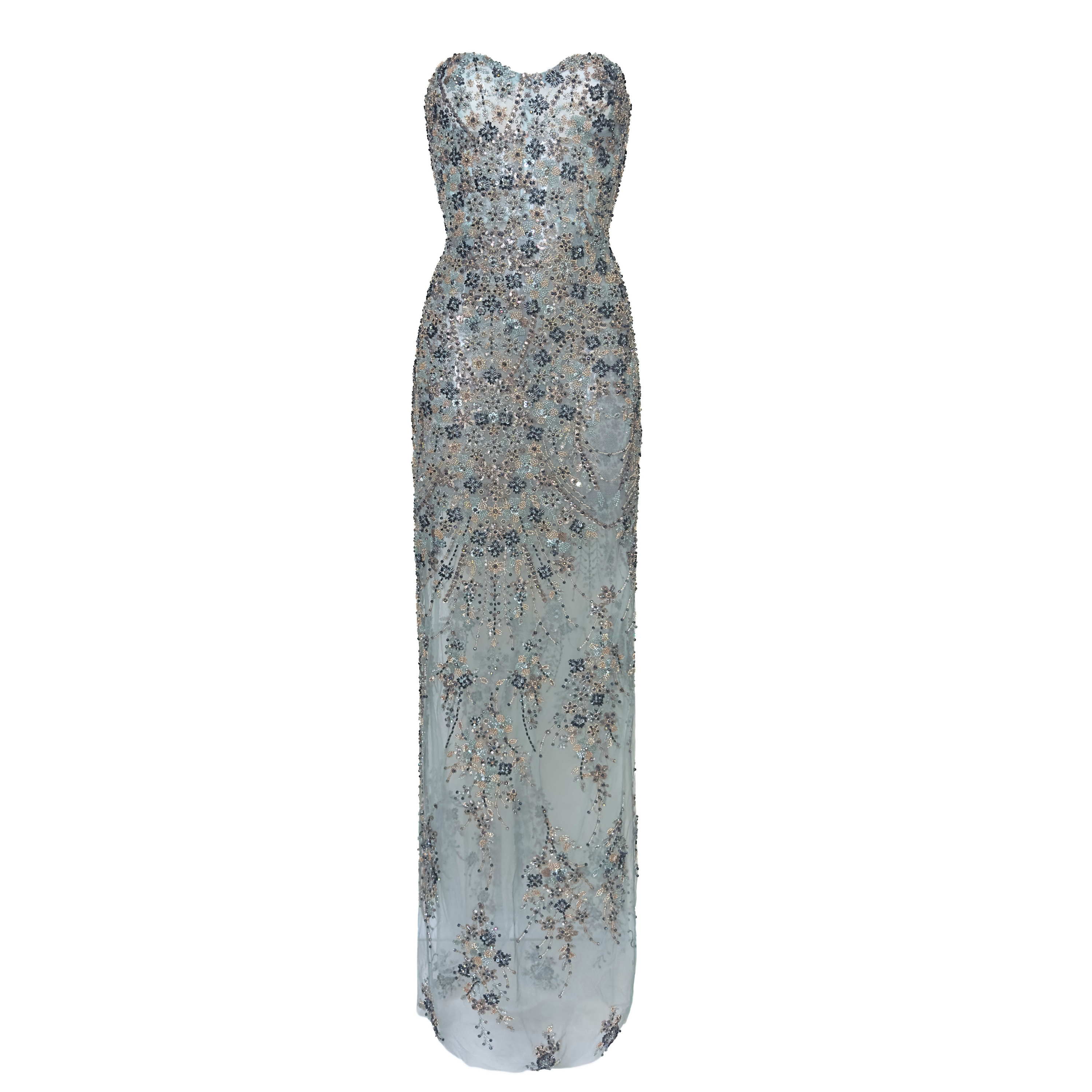 Fleur de Perle Bleue Embellished Gown