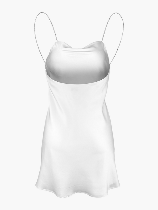 New! LUNA Crystal Straps Silk Dress
