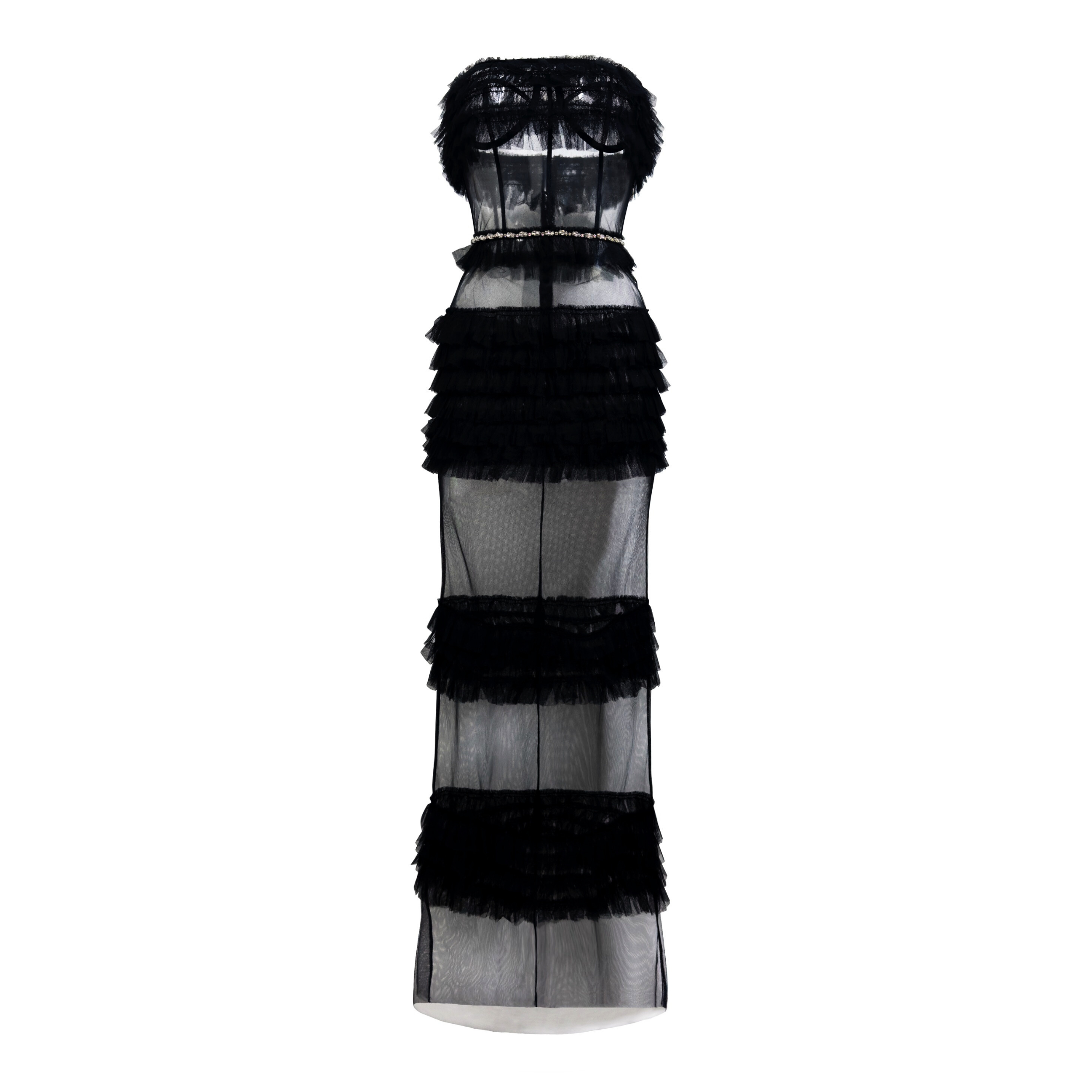 Fleur Fatale Sheer Corset Column Gown