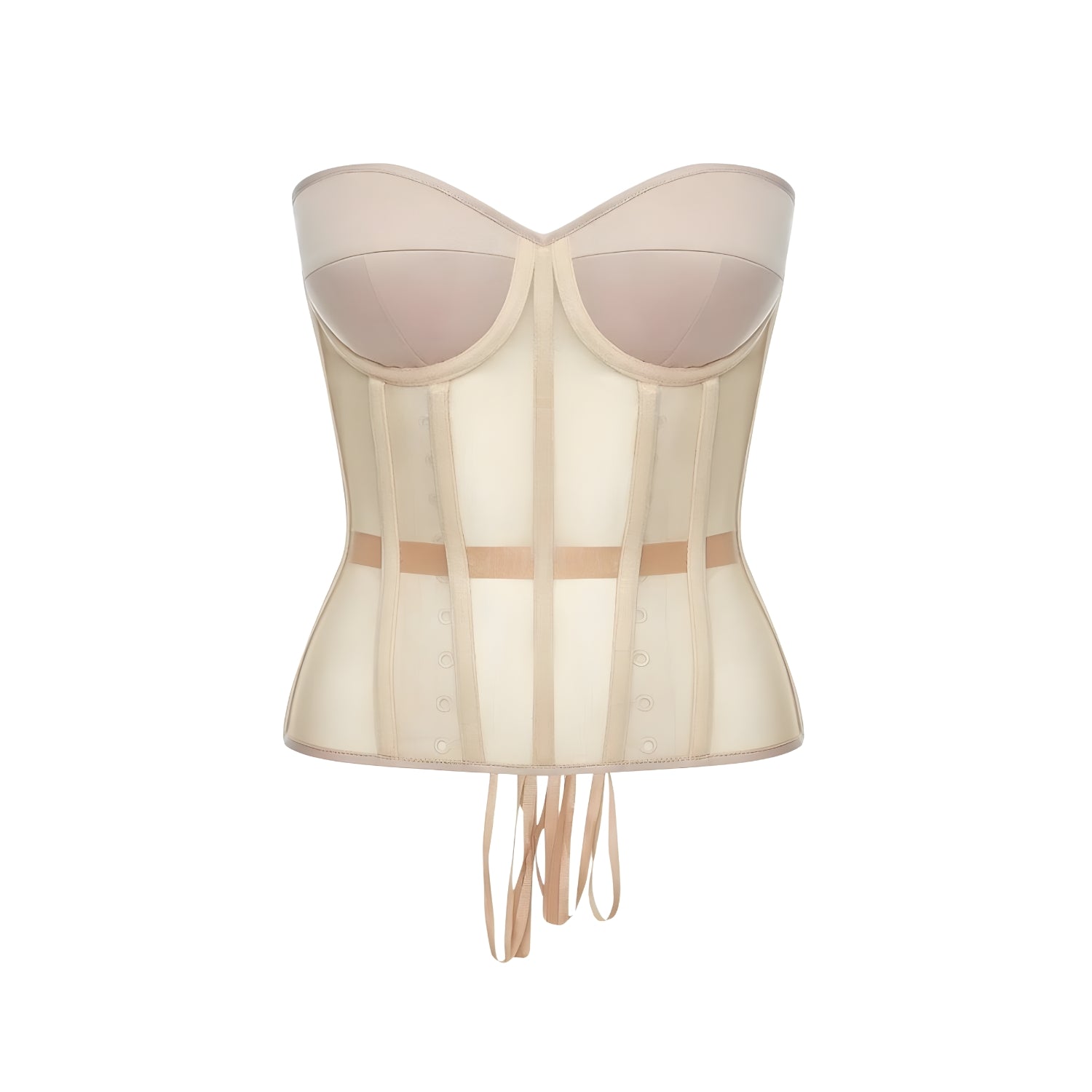 Vivienne Satin Cups Nude Mesh Corset