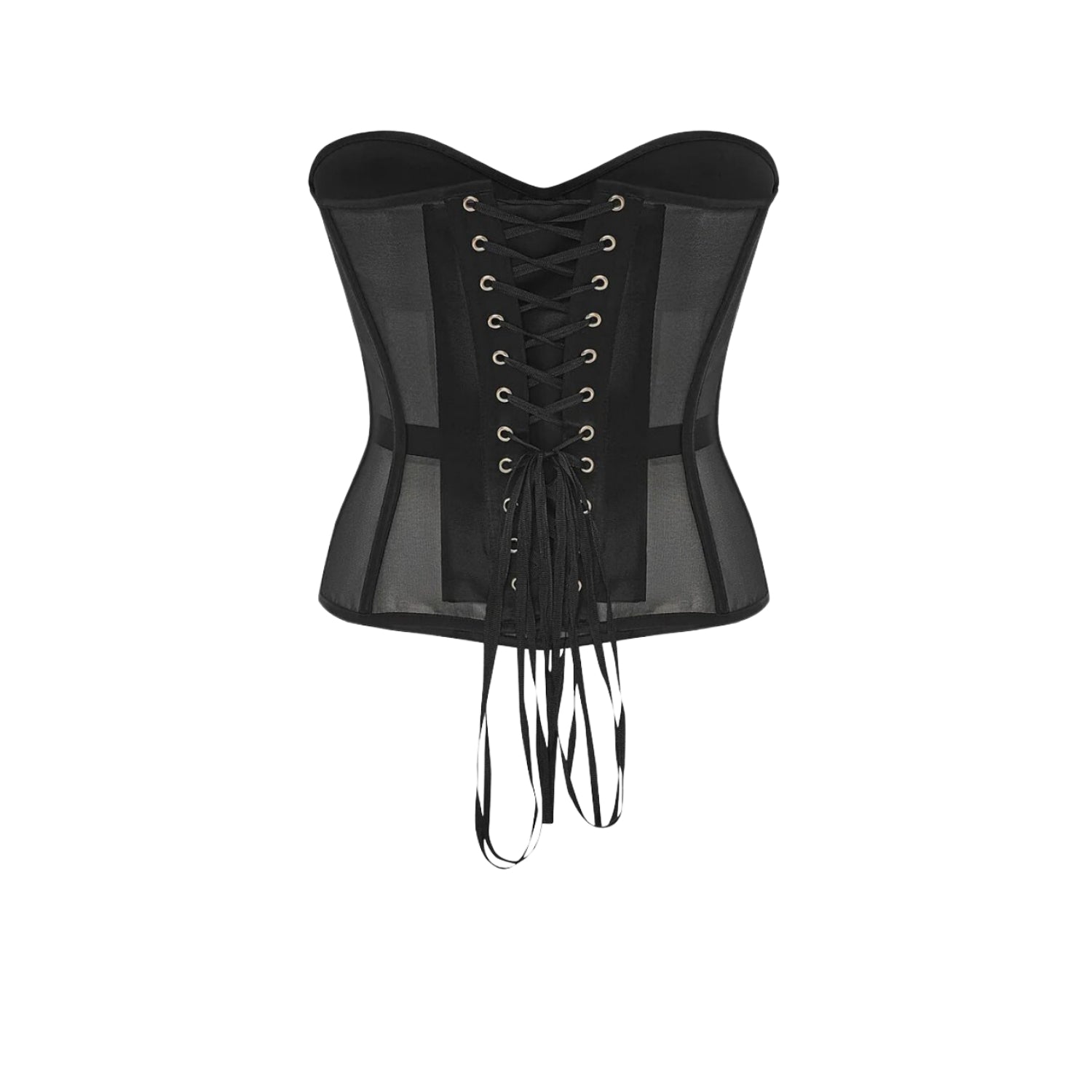 Vivienne Satin Cups Black Mesh Corset - INAMORE 